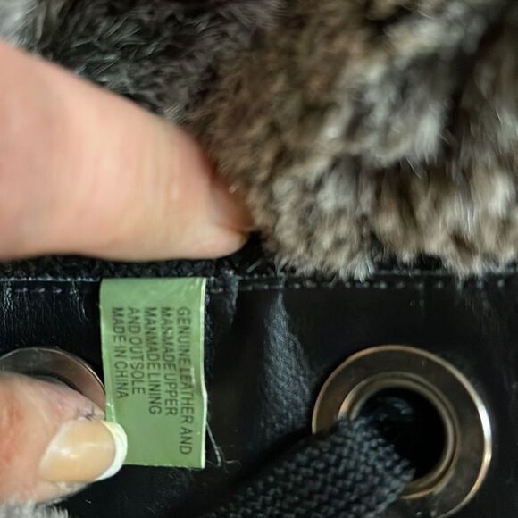 Timberland Mirney black grey fur leather suede lace up knee high boots tims 8.5 - Picture 12 of 12